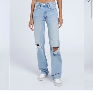 Redone high rise loose distressed jean